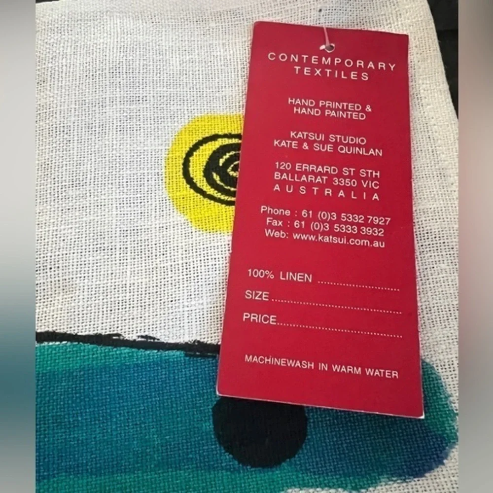 Katsui Australian Roo‎ Tea Towel Hand Painted NWT.